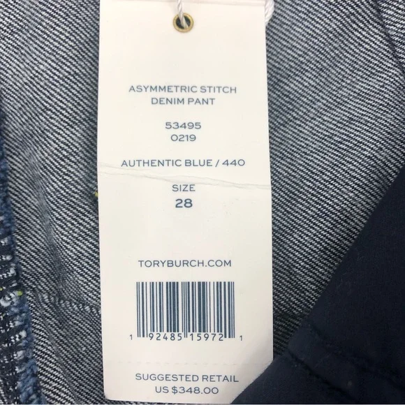 NWT Tory Burch Asymmetric Stitch Flare Cropped Jeans 28 - Picture 13 of 15